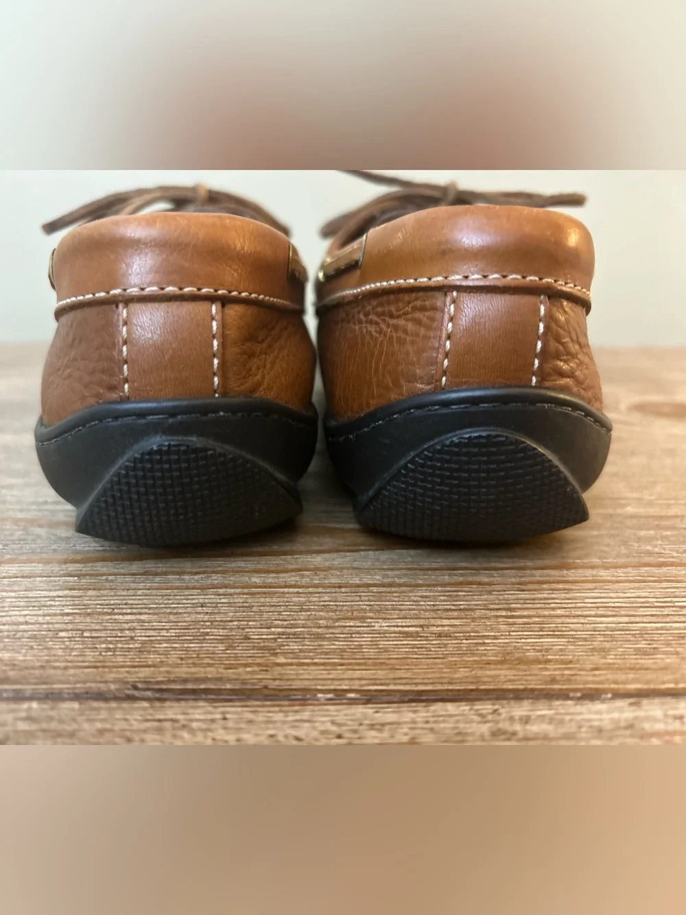 Orvis Vintage Made in USA Brown Leather Boat Shoes Driving Mocs 8.5 D NICE